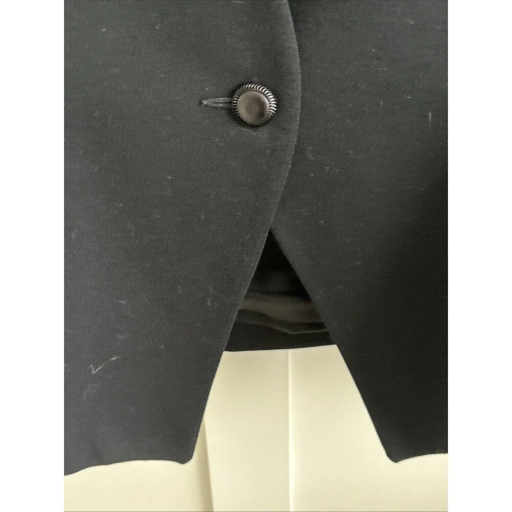 VTG CHRISTIAN DIOR Black Jacket Wool Sculptural Blazer Suit pencil Skirt Sz 8 S